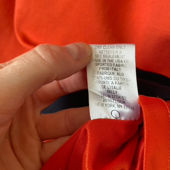 🟢 Milly Of New York Poppy Orange Blue Long Sleeve Color Block Mod 60's Dress - Picture 9 of 9